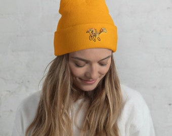 Cuffed Embroidered Fox Beanie