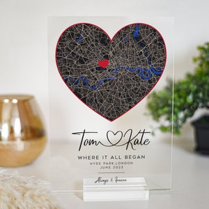 Personalised First Date Map Location Boyfriend Girlfriend Plaque Valentines  Gift