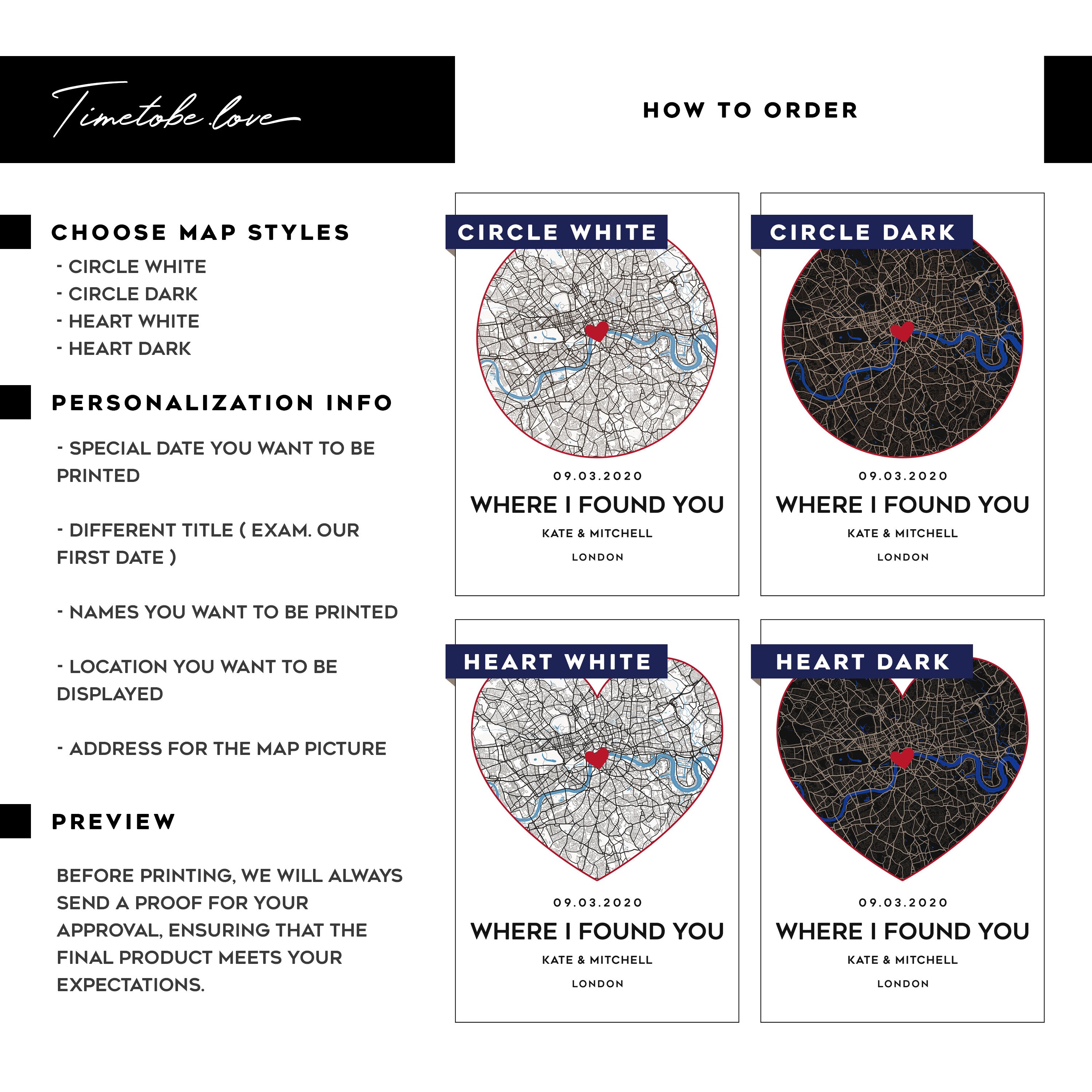 Our First Date Map, First Anniversary Gift, Location Worldwide Custom ...