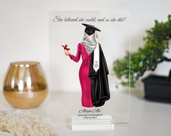 Regalo di laurea personalizzato musulmano / Regalo di laurea musulmano per lei / Regalo di laurea islamico / Laurea Hijab, annuncio di laurea