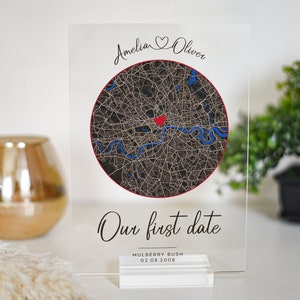 Carte du premier rendez-vous, Notre plaque du premier rendez-vous, Carte de localisation, Cadeaux pour petit ami, Carte du lieu où nous nous sommes rencontrés, Cadeau de petite amie, Où tout a commencé, Où nous nous sommes rencontrés