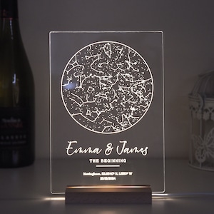 Lampada personalizzata per grafico della costellazione - Luce notturna personalizzata con mappa stellare - Regalo unico per coppie