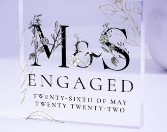 Personalised Engagement Gift, Wedding Engagement Date Gifts, 1st Wedding Anniversary, Gifts for Husband, Engagement plaque, Anniversary gift