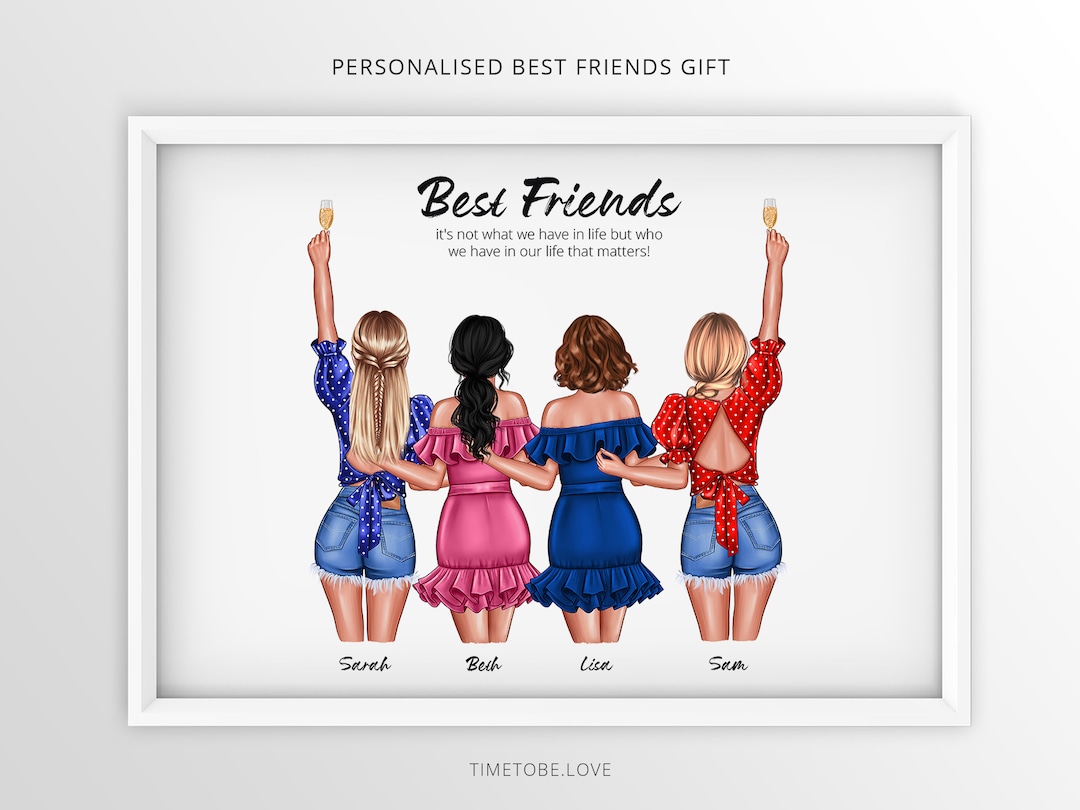 Best Friends Print, Friendship Print, Bestie Print, 4 or 6