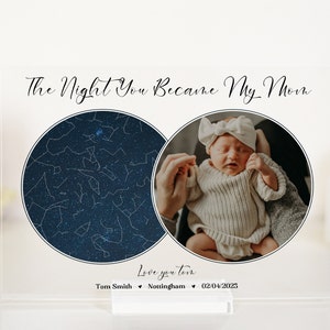 Regalo personalizzato con foto della mappa stellare: il regalo perfetto per la festa della mamma e l'anniversario per mamma e mamma da celebrare: la notte in cui sei diventato la mia mamma