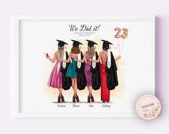 Regali di laurea migliori amici, stampa di laurea, regalo di laurea per lei, regalo di laurea Bestie, diploma di scuola superiore, laurea 2023