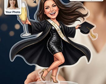 Graduation Caricature Standee | Personalised from Photo | Congratulations Gift Her | Class of 2026 | Funny Graduate Gift | UK Made