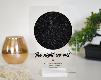 The night we met Anniversary Gift, Personlised Star map gift, Night Sky Print, Star Map print, Wedding Gift, Star Map Print,star map by date