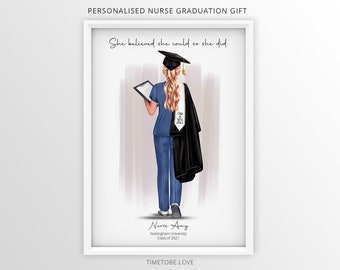 Regalo de enfermera de graduación, Impresión de graduación de enfermera, Regalo de enfermera personalizada, Graduación de enfermera musulmana, Impresión de enfermera, Amigos del NHS, Regalo de veterinario, impresión enmarcada