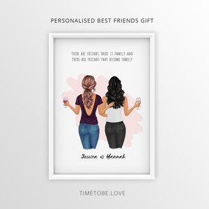 Best Friend print, Best friend gift, BFF Gifts, Bestie Print,Personalised Gift for Friend,Birthday gift for her, Sisters Family,Framed print