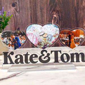 Custom Picture Frame for Engagement, Couplea Heart Photo Stand, Personalized Gift for Couples, Unique Wedding Keepsake, Photo Frame Gift