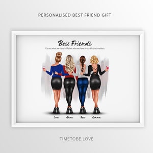 Best Friend Print, Friendship print, bestie gifts, friendship quote, Birthday Gift for Her, Gift for Friend, Portrait Framed Print, BFF Gift