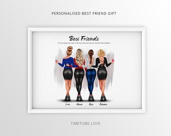 Best Friend Print, Friendship print, bestie gifts, friendship quote, Birthday Gift for Her, Gift for Friend, Portrait Framed Print, BFF Gift