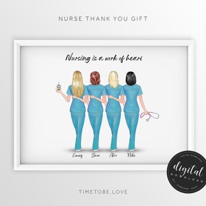 Nurse Team personalised print, Nurse Team print, Nurse print gift, Midwife gift, Thank you gift, Thank you nurse,Vet Gift,Scrub Life