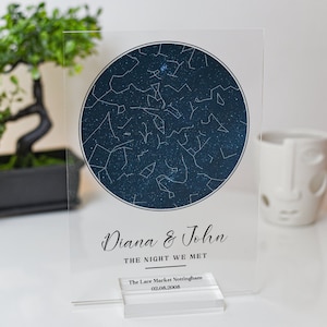 Sternkarte Geschenk für die Nacht, in der wir uns trafen - Perfektes Jahrestagsgeschenk, Nachthimmeldruck, Sternenkarte Poster, Hochzeitsgeschenk, Sternbilddruck