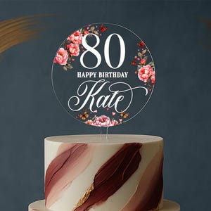Elegant clear acrylic birthday topper for milestone celebration