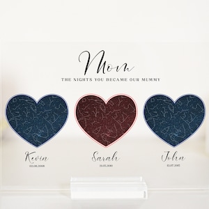 De nacht dat je onze mummie werd, cadeaus voor mama, gepersonaliseerde sterrenkaartafdrukken voor haar, sterrennachtkaarten voor moederdag en jubileum