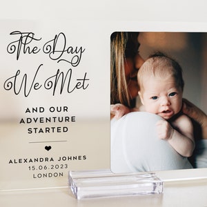 Nacimiento personalizado del bebé recién nacido, regalo de anuncio, placa de acrílico fotográfico, decoración de la guardería, carta natal personalizada del recién nacido presente en acrílico transparente