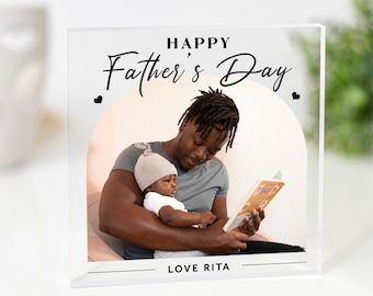 Personalisierte Vatertagsgeschenke von Tochter / Sohn - Benutzerdefinierter Fotoblock, freistehendes Fotogeschenk für Vaters Geburtstag, Geschenkideen zum Vatertag