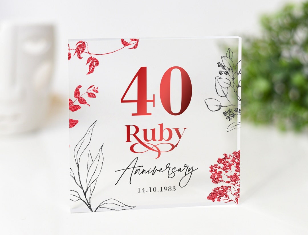 40th Wedding Anniversary Gift Personalised Ruby Anniversary Gifts for Husband Wife Parents