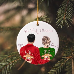 Our First 1st Christmas Couple Ornament, First Christmas Together Ornaments, Personalised Photo Couple Christmas Tree Bauble, 2023 Gifts
