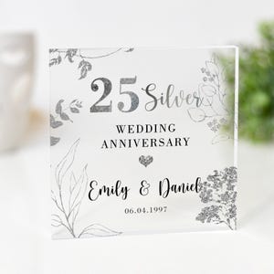 Anniversaire de mariage en argent, cadeau personnalisé pour 25e anniversaire de mariage, 25 ans d'argent, 25 ans de félicitations, cadeau d'anniversaire pour maman et papa