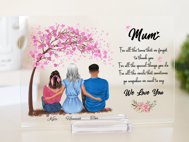 Best Mothers Day Gift, Personalised Mother, Daughters and Son Plaque, Mum's Birthday, Mothers Day,Mom Gift from Son,Mother poem,Mum gift image 1