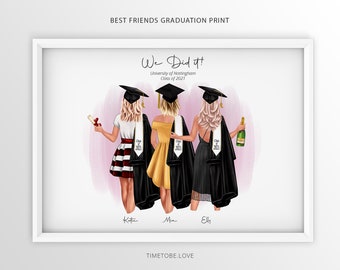 Regali di laurea, stampa di laurea, regalo di laurea, stampa di laurea personalizzata, stampa di laurea dei migliori amici, diploma di scuola superiore