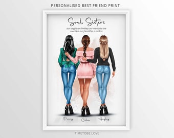 Best friend gift, Friendship print, Frame best friend print, Friendship Gift, gift for bestie, Best friend birthday gift,Framed, BFF gift