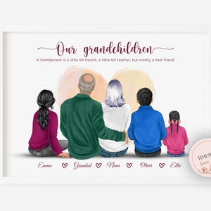 Personalised Grandparent with Grandchildrens Print, Grandparents Gift, Grandparents and Grandchildrens Print, Family Christmas, Family frame