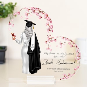 Moslim afstudeercadeau, afstudeercadeau voor haar, islamitisch afstudeercadeau, hijab afstuderen, moslim afstuderen hartvorm acrylplaat