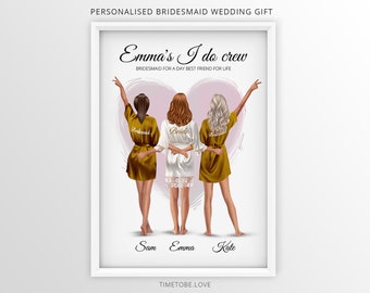 Personalised Bridesmaid Print,Bride Gift, Wedding Gift,Bridesmaid Wedding Gift Print,Best friends gift,Bridesmaid Gift,BFF gift,Framed Print