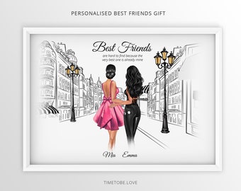 Best Friend Gift, Best Friend Print, Bestie Gifts, Friendship Quote, Personalised Print, Birthday Gift for Her, Gift for Friend,Framed Print