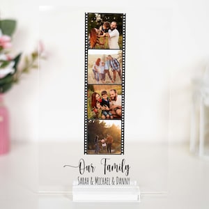Personalized Family Photo Film Roll Plaque, Custom Acrylic Camera Reel, Retro Film Strip with Pictures,Mother’s Day Gift,Unique Gift for Mom