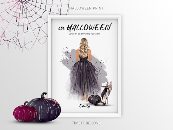 Halloween Gift for Best Friend, Halloween BFF gift, Personalized halloween friends gift, Personalized witch portrait, halloween gift for her