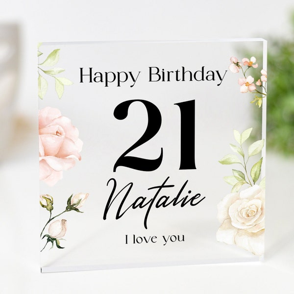 18th 21st 30th 50th 60th Birthday Keepsake Gift - Personalised Acrylic Plaque, Birthday Gift Plaque, Birthday Gift For Her, Special Age Gift