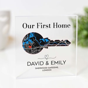 Mini Erste Haus Geschenkkarte, Benutzerdefinierte Hauskarte, Erstkäufer, personalisierte Housewarming Geschenkschlüsselform, unser erstes Haus, Geschenk vom Makler
