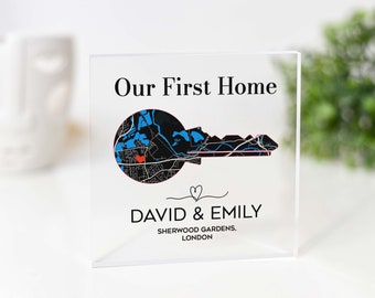 Mini First Home Gift Map, Custom Home Map, First Time Home Buyer, Personalized Housewarming Gift key shape, Our First Home,Gift from Realtor