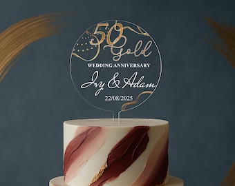 Personalisierte 50-jährige Jubiläum Cake Topper: Goldenes Andenken Dekor