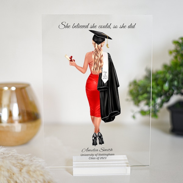 Graduation Gifts For Her | Personalised Graduation gift | Graduation 2024 | Acrylic Plaque And Stand | Graduation Plaque, Graduation Present