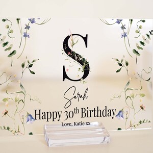 Personalisierte Geburtstagsgeschenk Name Plakette, Blumen Geburtstagsgeschenk für sie, Herz Plakette, 18.21.30 Geschenk, Blumen Geburtstag Andenken Geschenk