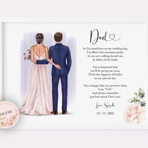 Regalo del padre della sposa, regalo nuziale per papà, regalo personalizzato per il giorno del matrimonio per papà, lettera di ringraziamento stampa per il padre della sposa, regalo del padre