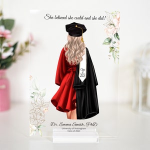 Placa de presentes de formatura de mestrado personalizada, presentes de formatura de faculdade para ela, presente de formatura do último ano do ensino médio, formatura de doutorado, muito bem