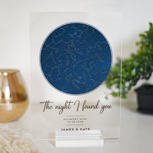 Mapa de estrellas personalizado por fecha, Regalo nocturno de mapa de estrellas, Mapa de constelación personalizado, Cielo nocturno por fecha, La noche que te encontré regalo para él y ella