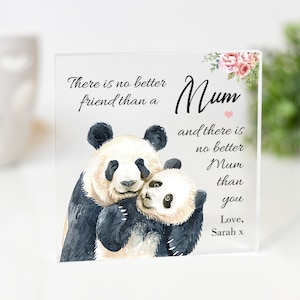Geschenk für Mama, Geschenk von Tochter zur Mutter, Geburtstagsgeschenk für Mama, personalisiertes Geschenk für Mama, Gedichttafel für Mama, Panda-Tier-Thema, Mama-Geschenke