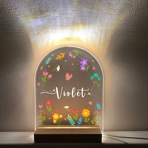 Benutzerdefinierte Blumen Nachtlicht: Personalisierte Kinderzimmer Dekor
