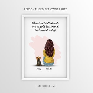 Personalised Dog Owner Gift, Pet Owner, Dog Lover Print, Dog Portrait Family, Custom dog owner gift, Custom family pet portrait,framed print