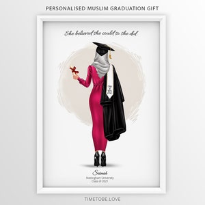 Muslim Graduation Gift, Islamic graduation, Muslim Graduation Gift for Her, Personalized Islamic Graduation Print,Hijab,Class of 2021,framed