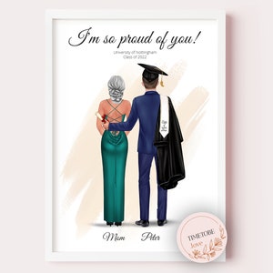 Mother and Son Graduation Print, Male Graduation Gift, Class of 2022 ...
