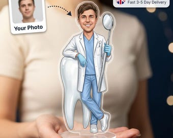 Dentist Caricature Standee | Personalised from Photo | Dental School Graduation | Gift for Dentist | Funny Dentist Gift | UK Made